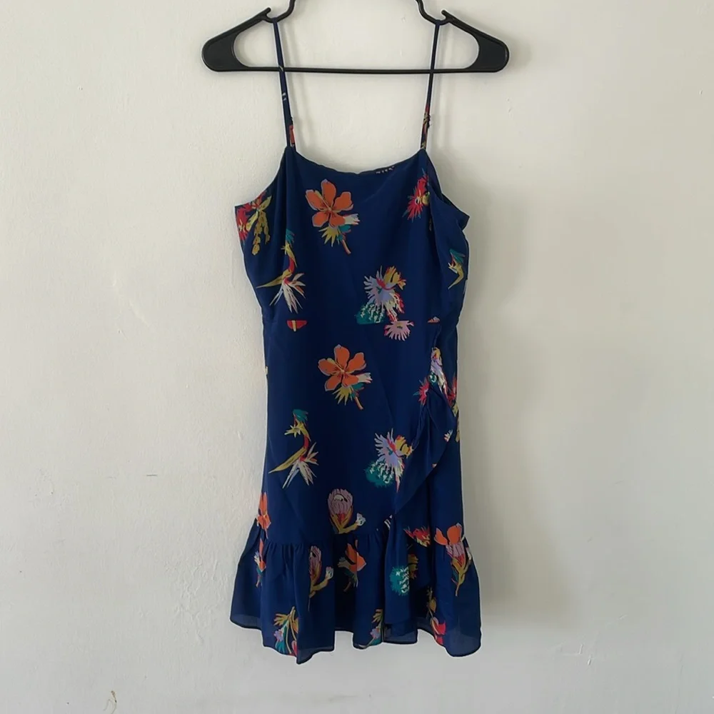 Silk ruffle wrap cami dress in bird of paradise - Picture 3 of 6